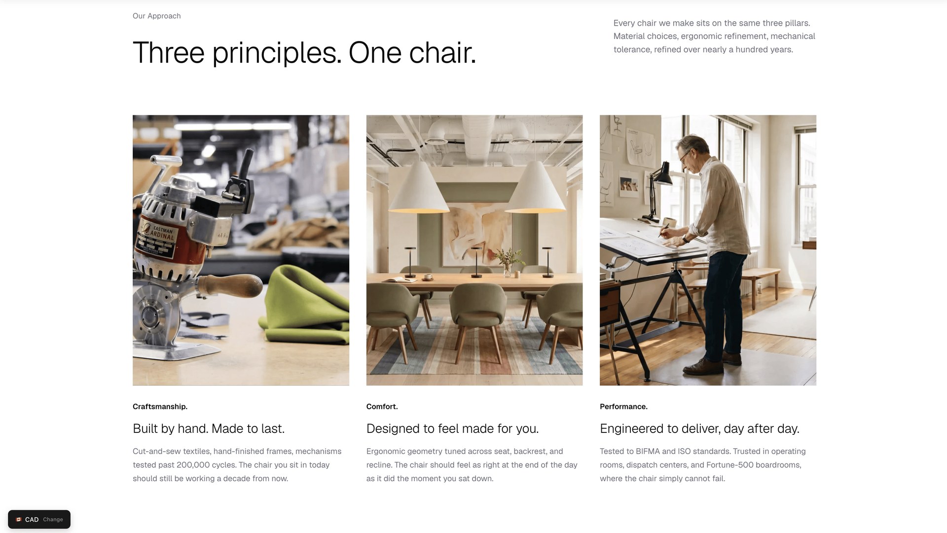 Brand editorial: three principles, one chair